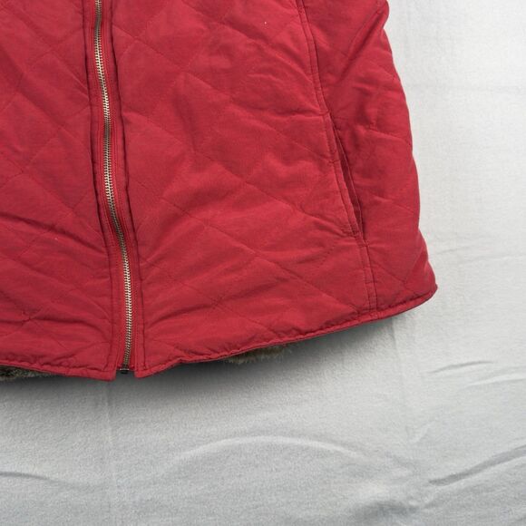 Reversible Womens Vest Lg Red Quilted & Faux Fur Full Zip by Charter Club - Picture 6 of 16